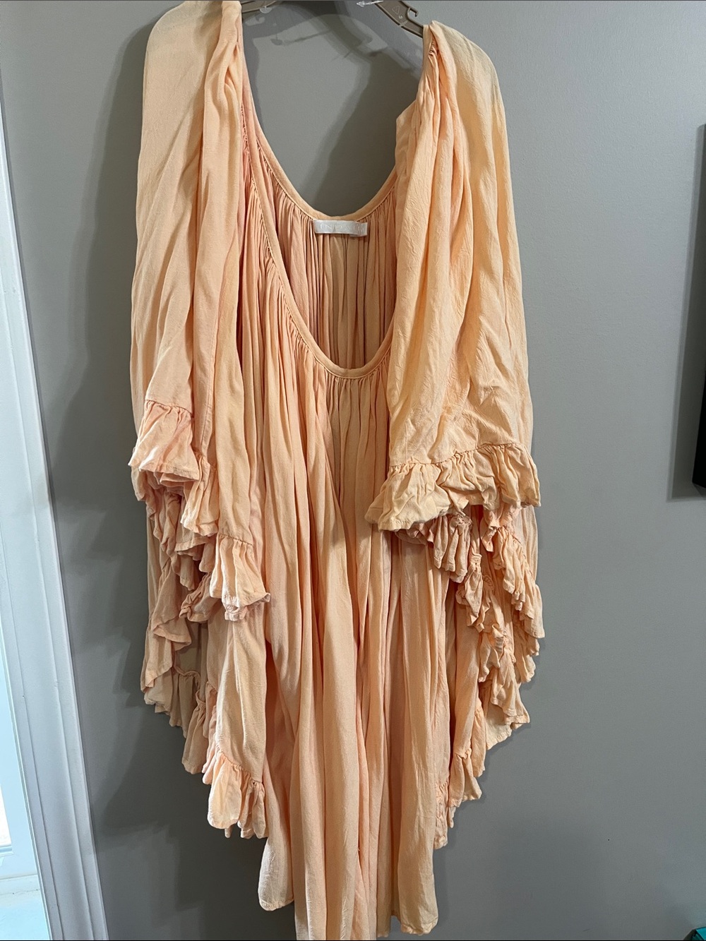 Indah Peach Ruffled Boho Dress